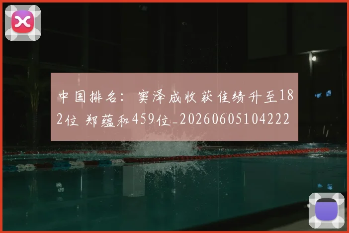 中国排名：窦泽成收获佳绩升至182位 郑蕴和459位_20260605104222